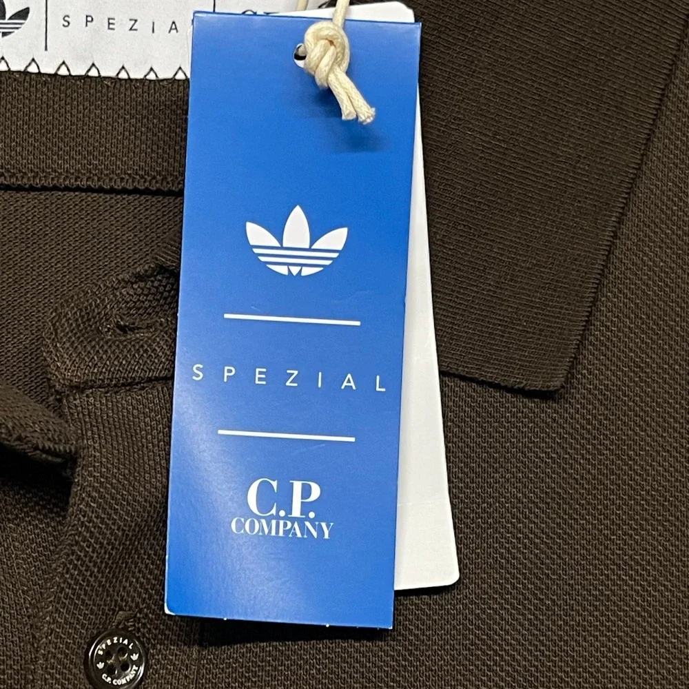 Adidas Spezial x CP Company Polo Shirt Men XL Dust Cargo Brown Retro Long Sleeve